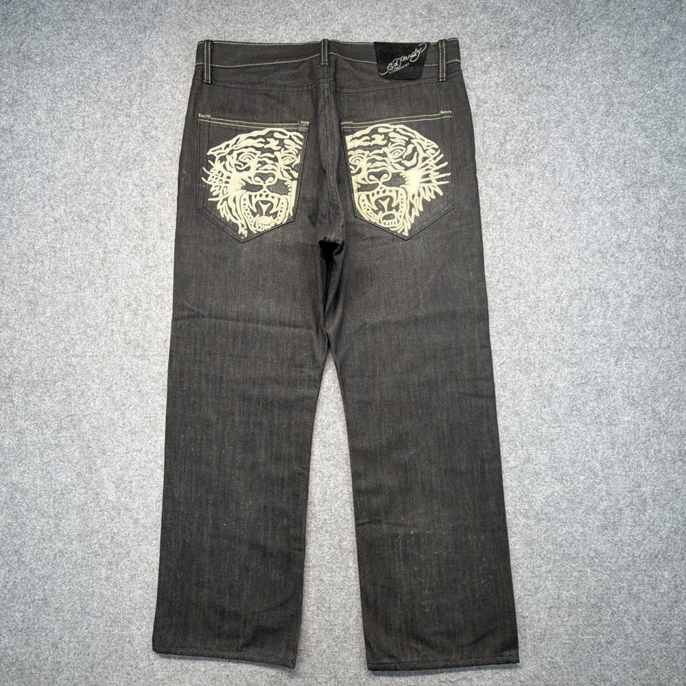 Vintage Ed Hardy Christian Audigier Y2K Graphic Denim Jeans Black Size 34
